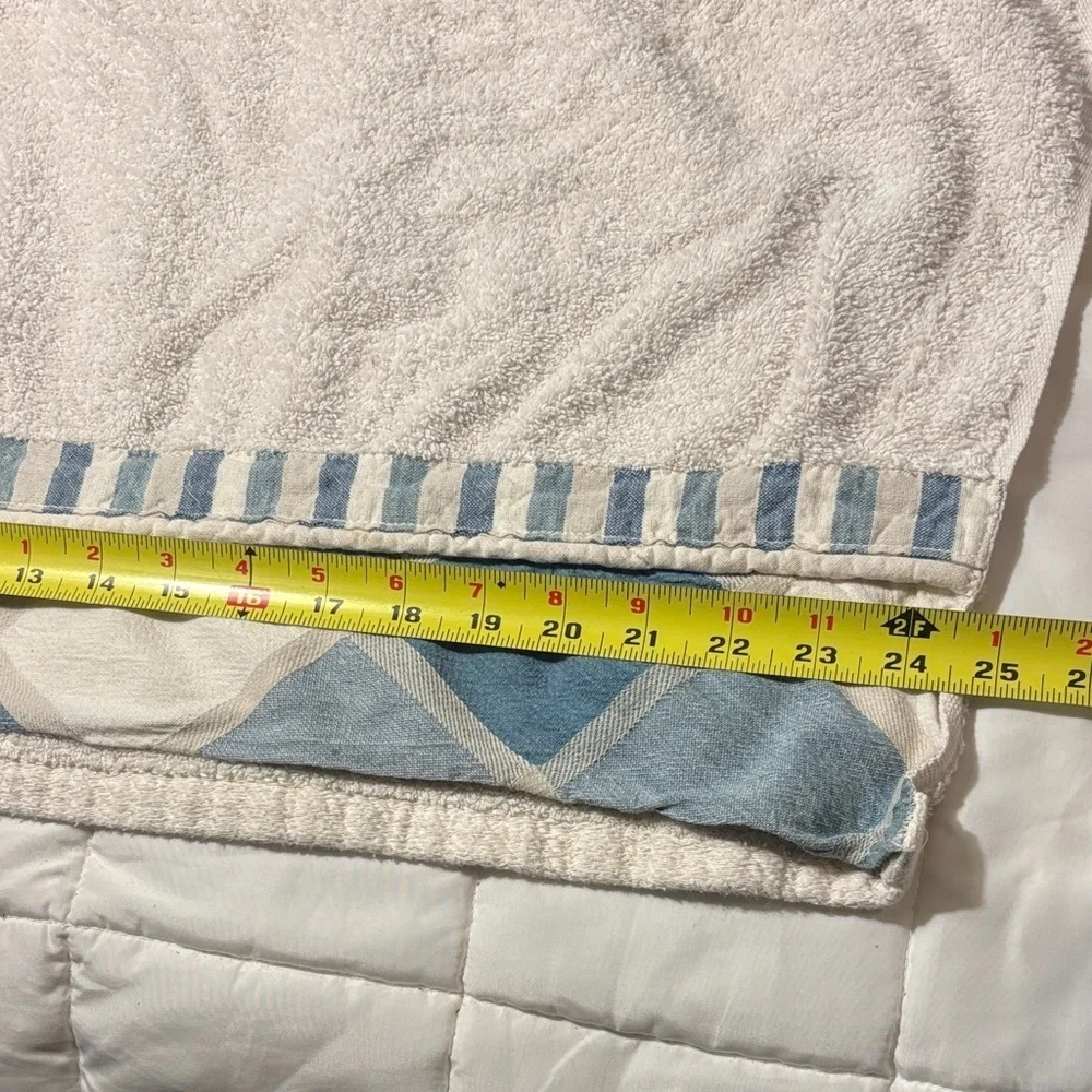 Vintage Towel Set Eco-ordinates Blue and Cream Bathroom 100% Cotton USA